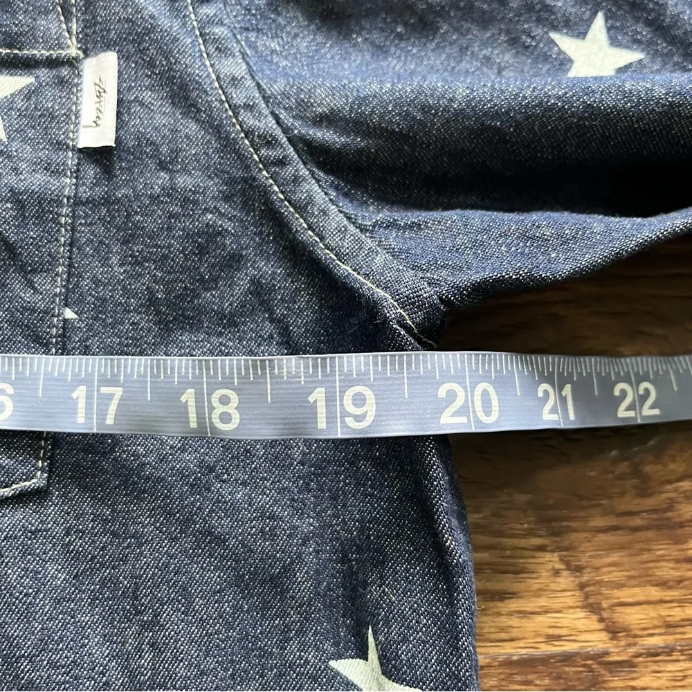 Stussy big star AOP logo spellout button front denim chambray shirt medium - Picture 7 of 10